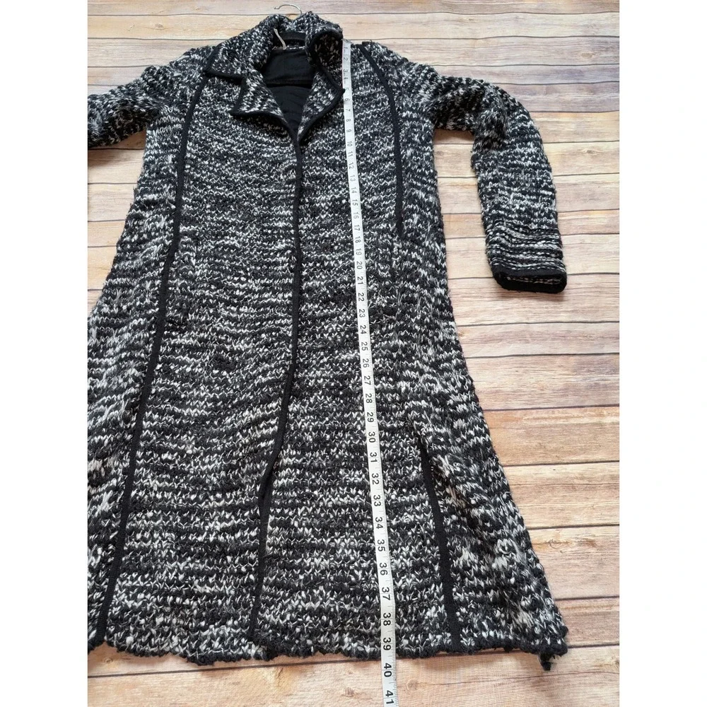 Free People Last Dance Duster Womens S Cotton Wool Blend Black White Coat Boho